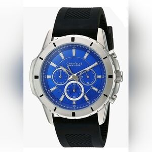Caravelle Bulova Men's Quartz Navy Blue Dial Chronograph Luxury Watch 43A138